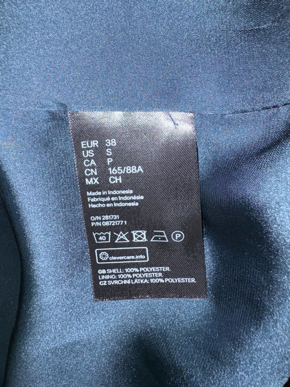 H&M Dark Teal Chiffon Dress Pin-Tuck Pleats Minimalist Dark Academia Size Small - Picture 13 of 16